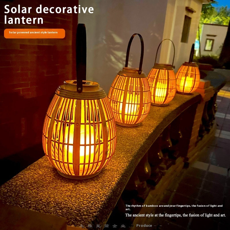 Solar Garden Decoration Bamboo Woven Candle Lights Solar Garden Decoration Bamboo Woven Candle Lights