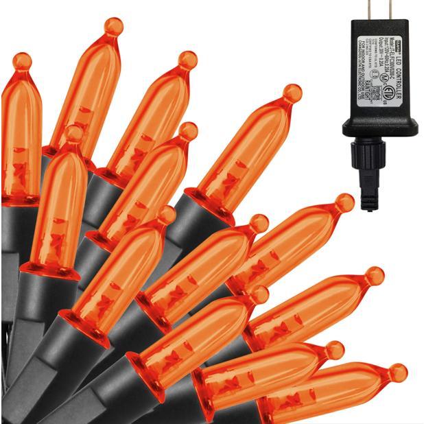 300 LED Halloween Mini String Lights, 99-foot Fairy Lights With Safety Adapter, Suitable For Indoor And Outdoor Home Garden Party Christmas Decorations, Orange 300 LED Halloween Mini String Lights, 99-foot Fairy Lights With Safety Adapter, Suitable For Indoor And Outdoor Home Garden Party Christmas Decorations, Orange