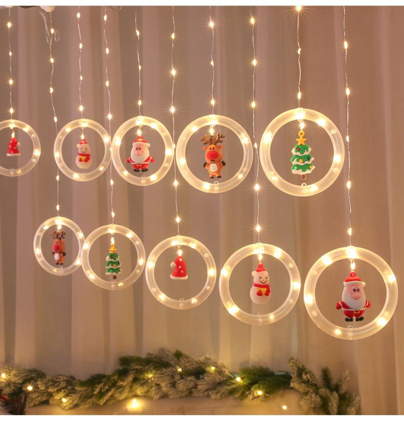 Festive DIY String Lights,Santa Claus Circle Christmas Tree Cartoon Shape Curtain Lights,LED Colorful Lights,Room Window Decoration Lights Festive DIY String Lights,Santa Claus Circle Christmas Tree Cartoon Shape Curtain Lights,LED Colorful Lights,Room Window Decoration Lights