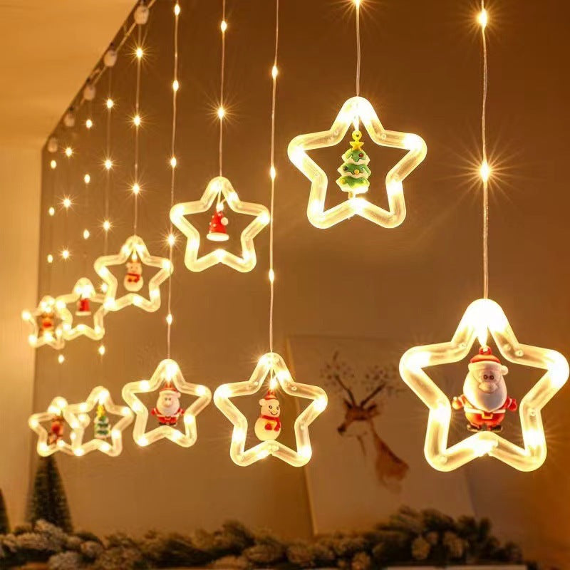 Festive DIY String Lights,Santa Claus Circle Christmas Tree Cartoon Shape Curtain Lights,LED Colorful Lights,Room Window Decoration Lights Festive DIY String Lights,Santa Claus Circle Christmas Tree Cartoon Shape Curtain Lights,LED Colorful Lights,Room Window Decoration Lights