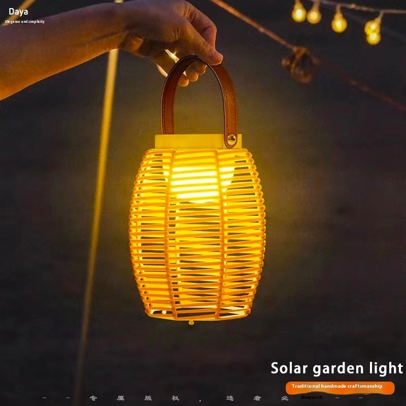Solar Garden Decoration Bamboo Woven Candle Lights Solar Garden Decoration Bamboo Woven Candle Lights